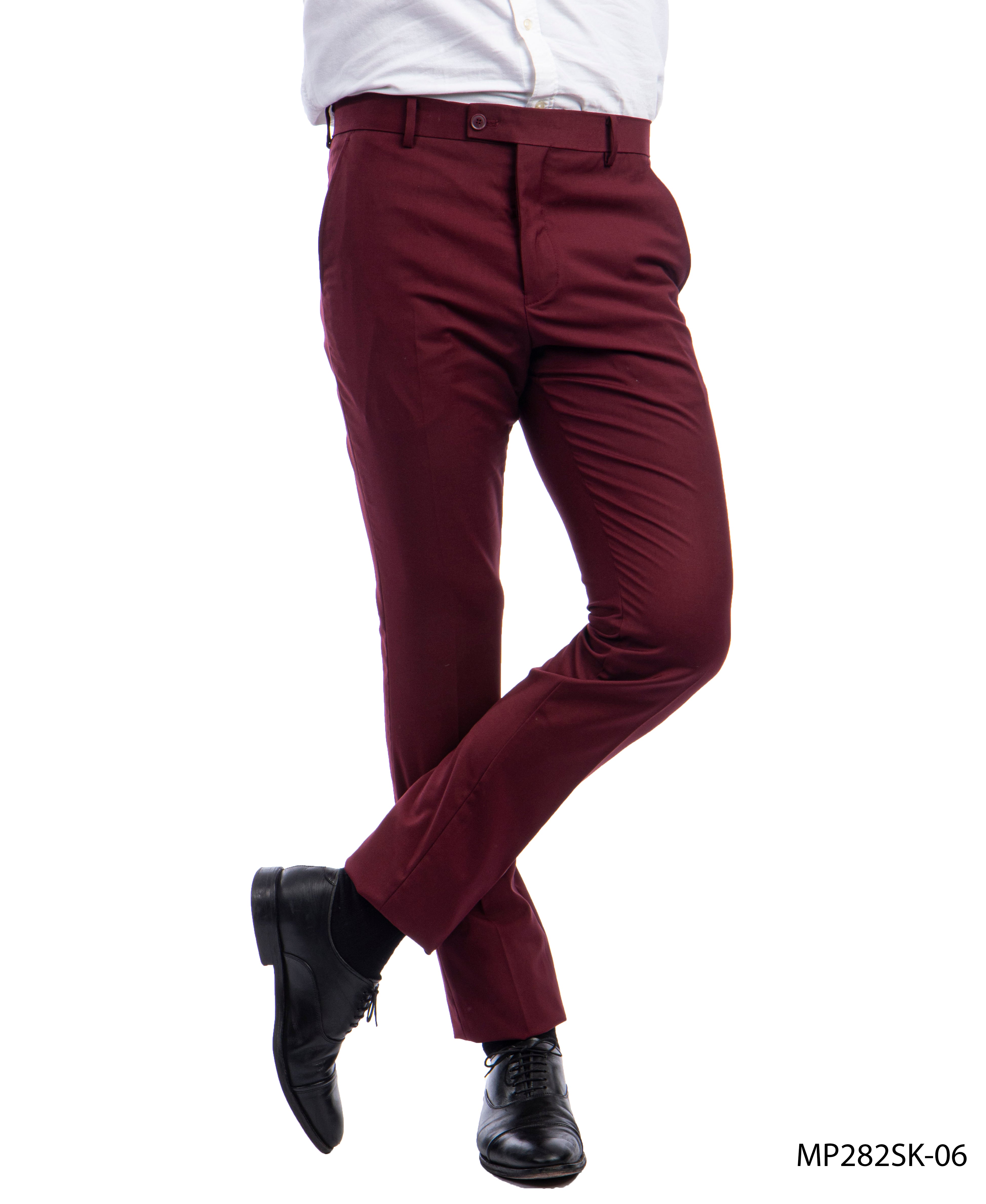 burgundy dress pants
